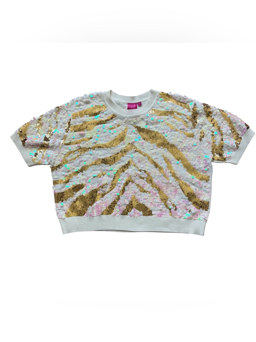 Queen of Sparkles Gold Tiger Sequin Top XS LSU Inspired Game Day Tailgate Fan